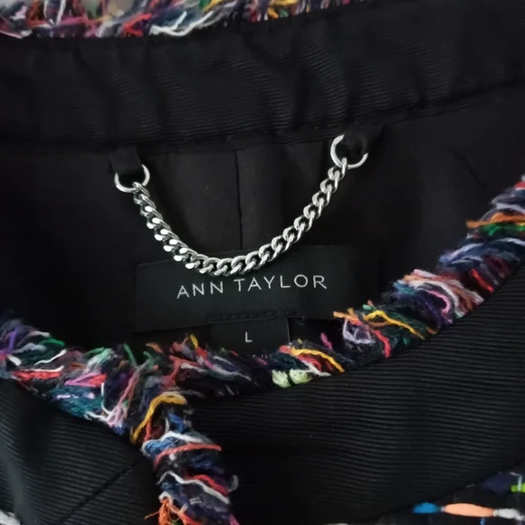 Ann Taylor Textured Mixed Tweed Zip Pocket Jacket In Black Multi Color s… - Picture 10 of 14